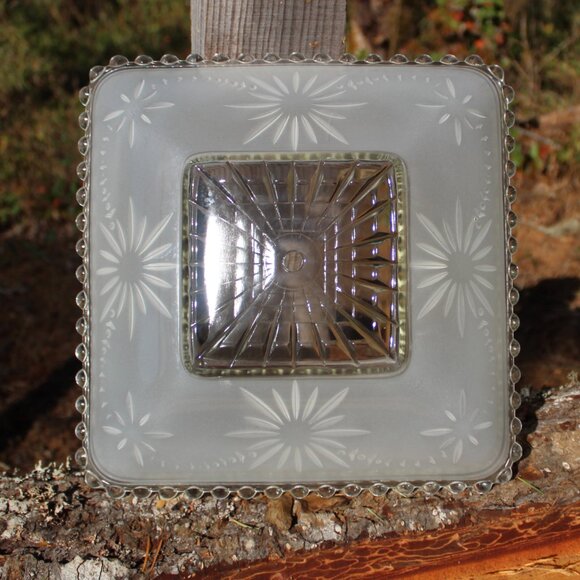 Art Deco Satin Crystal Glass Shade – Atomic Starburst Harmony House Sears 1940s - Picture 12 of 12